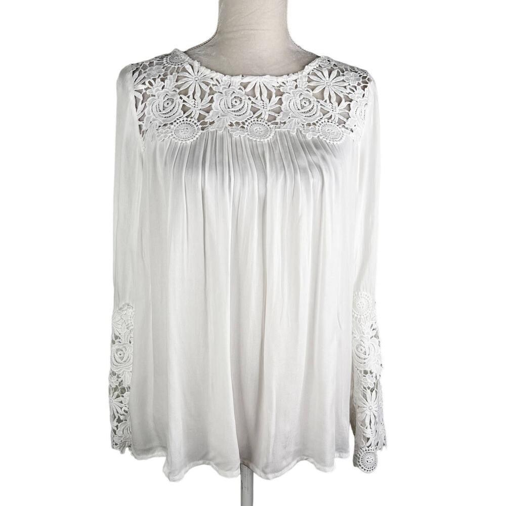 BB Dakota Steve Madden Zanna Top Ivory White Lace Bell Sleeves Small New